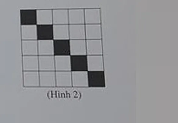 Hình 2: lưới ô vuông 5x5, các ô trên đường chéo chính (hàng = cột) được tô màu đen